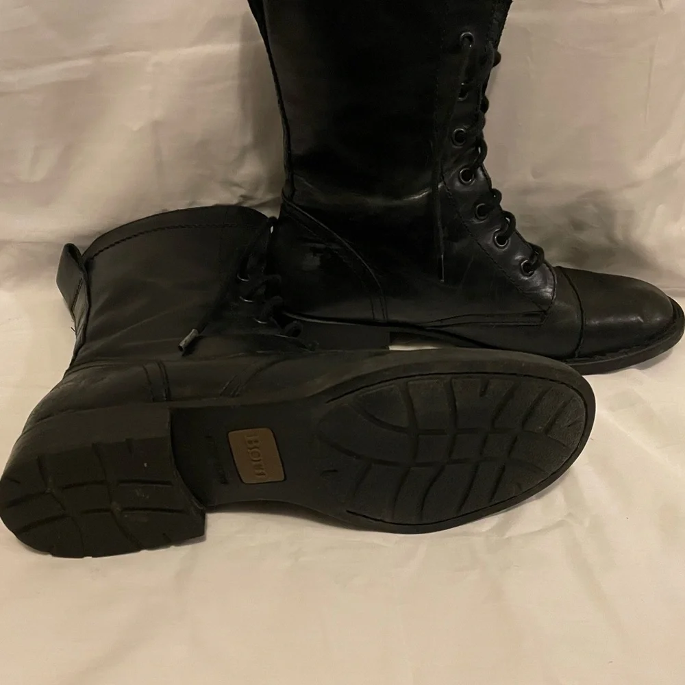 Born Black Leather Combat style Boots - Picture 3 of 4